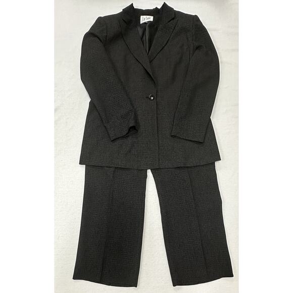 Le Suit Womens Pant Suit Size 14 in Black Speckle Y2K Career Workwear VTG Lined - Picture 1 of 9